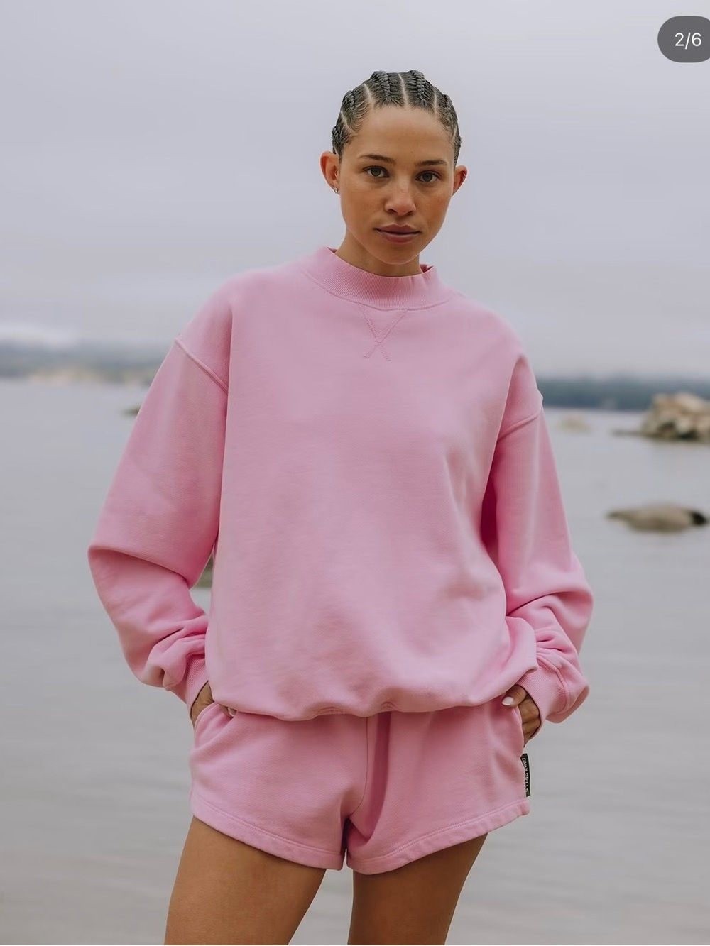 Oversized Pink Crewneck Sweatshirt - Women's Casual Pullover